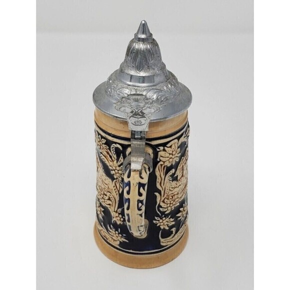 VINTAGE MARZI AND REMY POTTERY LIDDED BEER STEIN 1905 GERMANY - Picture 4 of 12